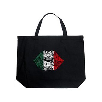 Large Word Art Tote Bag - Latina Lips