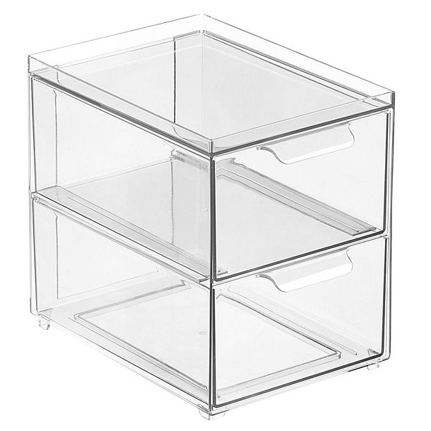 mDesign Clarity 8 x 6 x 7.5 Stackable 2-Drawer Plastic Closet Storage  Organizer Bin