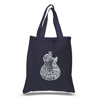Small Word Art Tote Bag - Rock Guitar Head