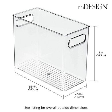 mDesign Tall Plastic Kitchen Storage Organizer Bin with Handles, 2 Pack, Clear