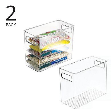 mDesign Tall Plastic Kitchen Storage Organizer Bin with Handles, 2 Pack, Clear
