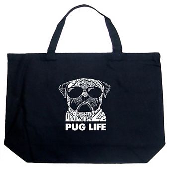 Large Word Art Tote Bag - Pug Life