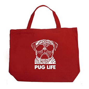 Large Word Art Tote Bag - Pug Life