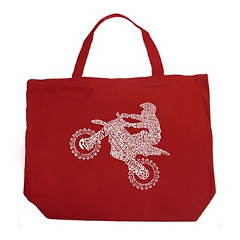Large Word Art Tote Bag - Freestyle Motocross - FMX