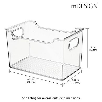 mDesign Deep Plastic Office Storage Container Bin with Handles, 4 Pack - Clear