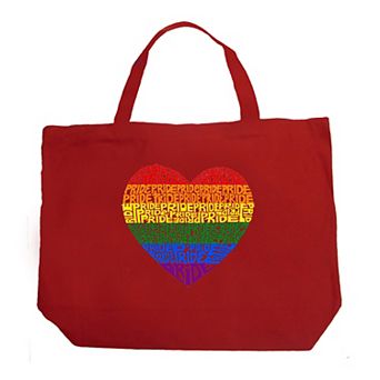 Large Word Art Tote Bag - Pride Heart