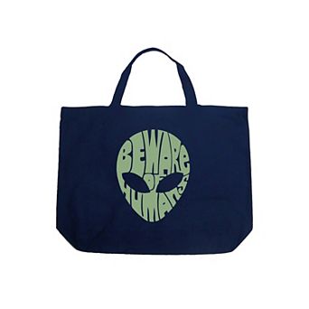 Large Word Art Tote Bag - Beware of Humans