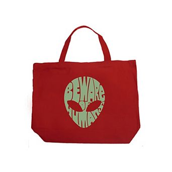Large Word Art Tote Bag - Beware of Humans