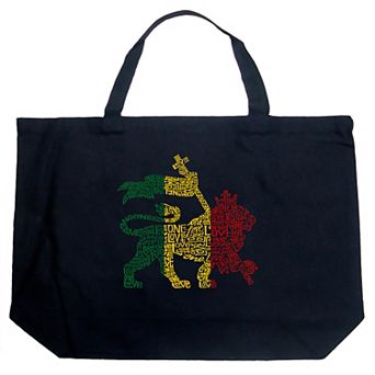 Large Word Art Tote Bag - Rasta Lion - One Love