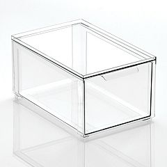 mDesign Clarity Plastic Stackable Bathroom Vanity Storage Organizer with  Drawer - 8 x 6 x 7.5, 2 Pack