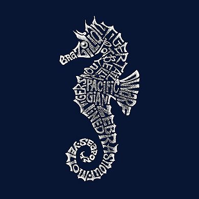Large Word Art Tote Bag - Types of Seahorse