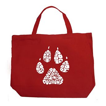 Large Word Art Tote Bag - Dog Mom