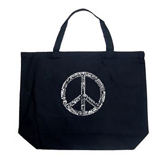 Large Word Art Tote Bag - THE WORD PEACE IN 77 LANGUAGES
