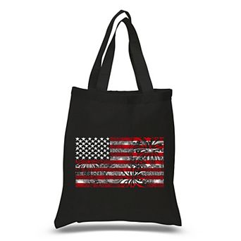 Small Word Art Tote Bag - Fireworks American Flag
