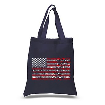 Small Word Art Tote Bag - Fireworks American Flag