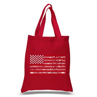 Small Word Art Tote Bag - Fireworks American Flag