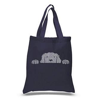 Small Word Art Tote Bag - Peeking Dog