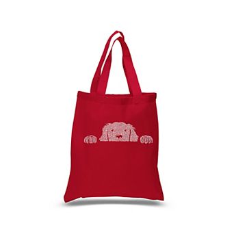 Small Word Art Tote Bag - Peeking Dog
