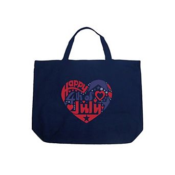 Large Word Art Tote Bag - July 4th Heart