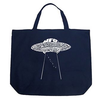 Large Word Art Tote Bag - Flying Saucer UFO