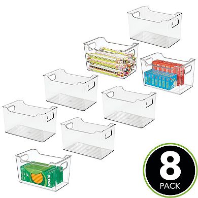 mDesign Deep Plastic Office Storage Container Bin with Handles, 8 Pack
