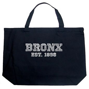 Large Word Art Tote Bag - POPULAR NEIGHBORHOODS IN BRONX, NY