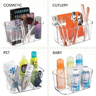 mDesign Small Plastic Divided Cosmetic Storage Organizer Caddy Tote Bin