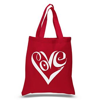 Small Word Art Tote Bag - Script Love Heart