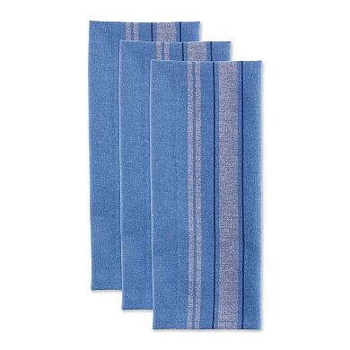 Set of 3 Blue Chambray French Stripe Dishtowels 30" x 20"