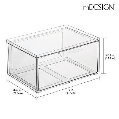 mDesign Plastic Wide Stackable Bathroom Storage Organizer, Drawer, 4 Pack, Clear