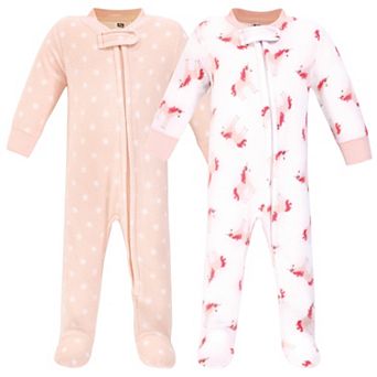 Infant Girl Fleece Zipper Sleep and Play 2 pk