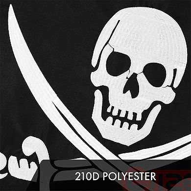 G128 Pirate (Jolly Roger) - Swords 1x1.5 Ft Embroidered Polyester Flag, Brass Grommets