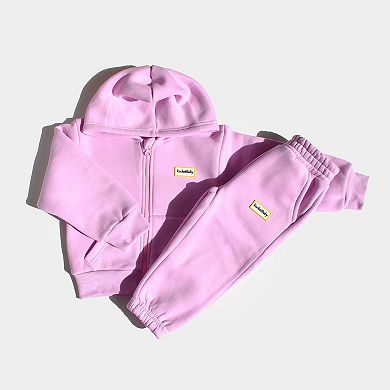Zipped Hoodie and Sweatpants Set Pink
