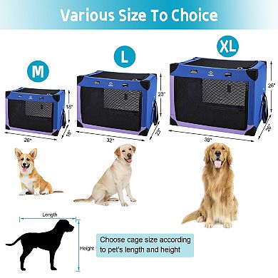 Collapsible Soft Pet Travel Kennel with Strong Steel Frame
