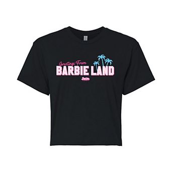 Juniors' Barbie: The Movie Greetings Barbie Land Graphic Tee