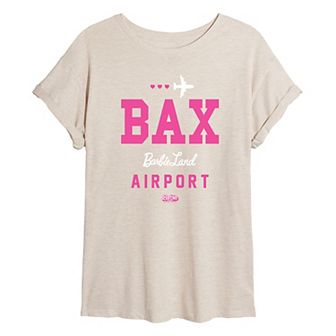 Juniors' Barbie: The Movie Barbie Land Airport Graphic Tee