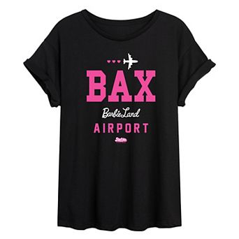 Juniors' Barbie: The Movie Barbie Land Airport Graphic Tee