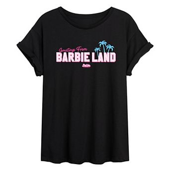 Juniors' Barbie: The Movie Greetings Barbie Land Graphic Tee