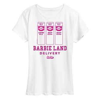 Juniors' Barbie™ The Movie Barbie Land Delivery Milk Graphic Tee