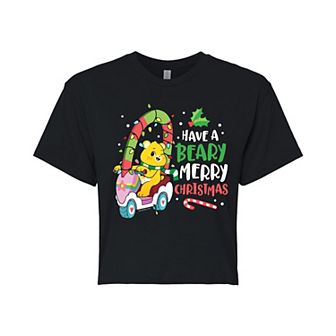 Juniors' Care Bears Unlock The Magic Have A Beary Merry Christmas Cropped Tee