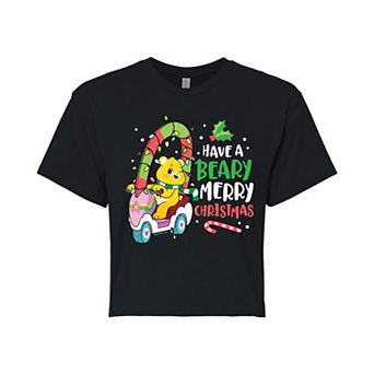 Juniors' Care Bears Unlock The Magic Have A Beary Merry Christmas Cropped Tee