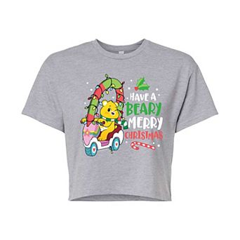Juniors' Care Bears Unlock The Magic Have A Beary Merry Christmas Cropped Tee