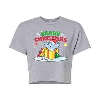 Juniors' Care Bears Unlock The Magic Christmas Cropped Tee