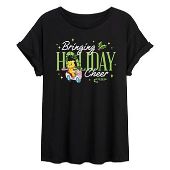 Juniors' Care Bears Unlock The Magic Bringing Holiday Cheer Oversized Tee