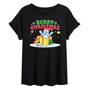 Juniors' Care Bears Unlock The Magic Christmas Oversized Tee