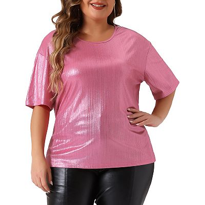 Plus Size Short Sleeve Party Tops Plus Size Top For Women Metallic