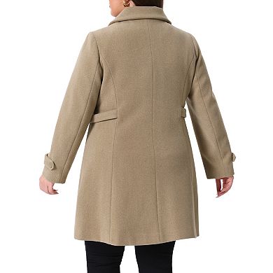 Women's Plus Size Coats Peter Pan Collar Cuff Single Breasted Trench Jacket Winter Long Coat