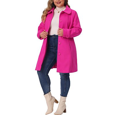 Women's Plus Size Coats Peter Pan Collar Cuff Single Breasted