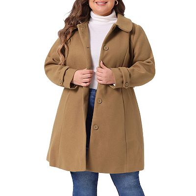 Women's Plus Size Coats Peter Pan Collar Cuff Single Breasted