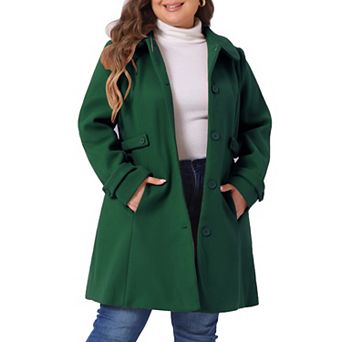 Women's Plus Size Coats Peter Pan Collar Cuff Single Breasted Trench Jacket Winter Long Coat
